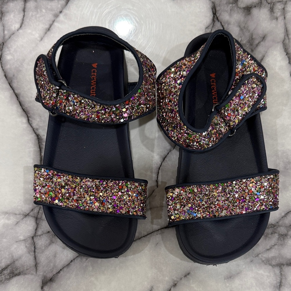 Crewcuts Sparkly Kids Sandals Navy and Multicolor Glitter Sandal Size 13